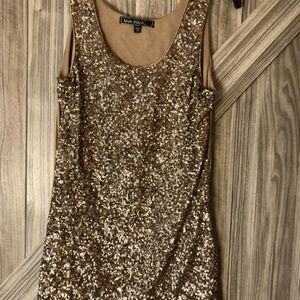 Love Stitch Sequined Gold/Tan Tank